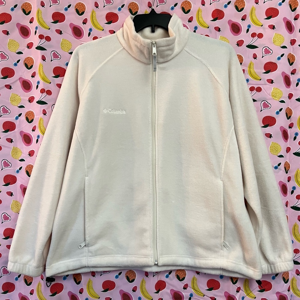 Columbia Womens Zip-Up Fleece Jacket Plus Size 1X GUC Zippered Pockets Soft Cozy